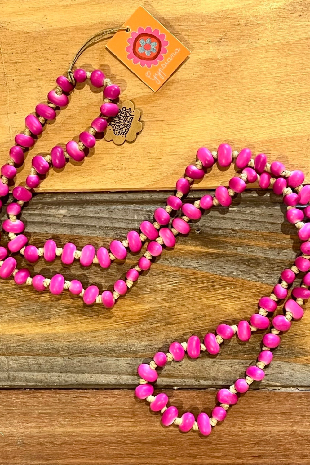 Anna Chandler Jellybean Necklace Deep Rose