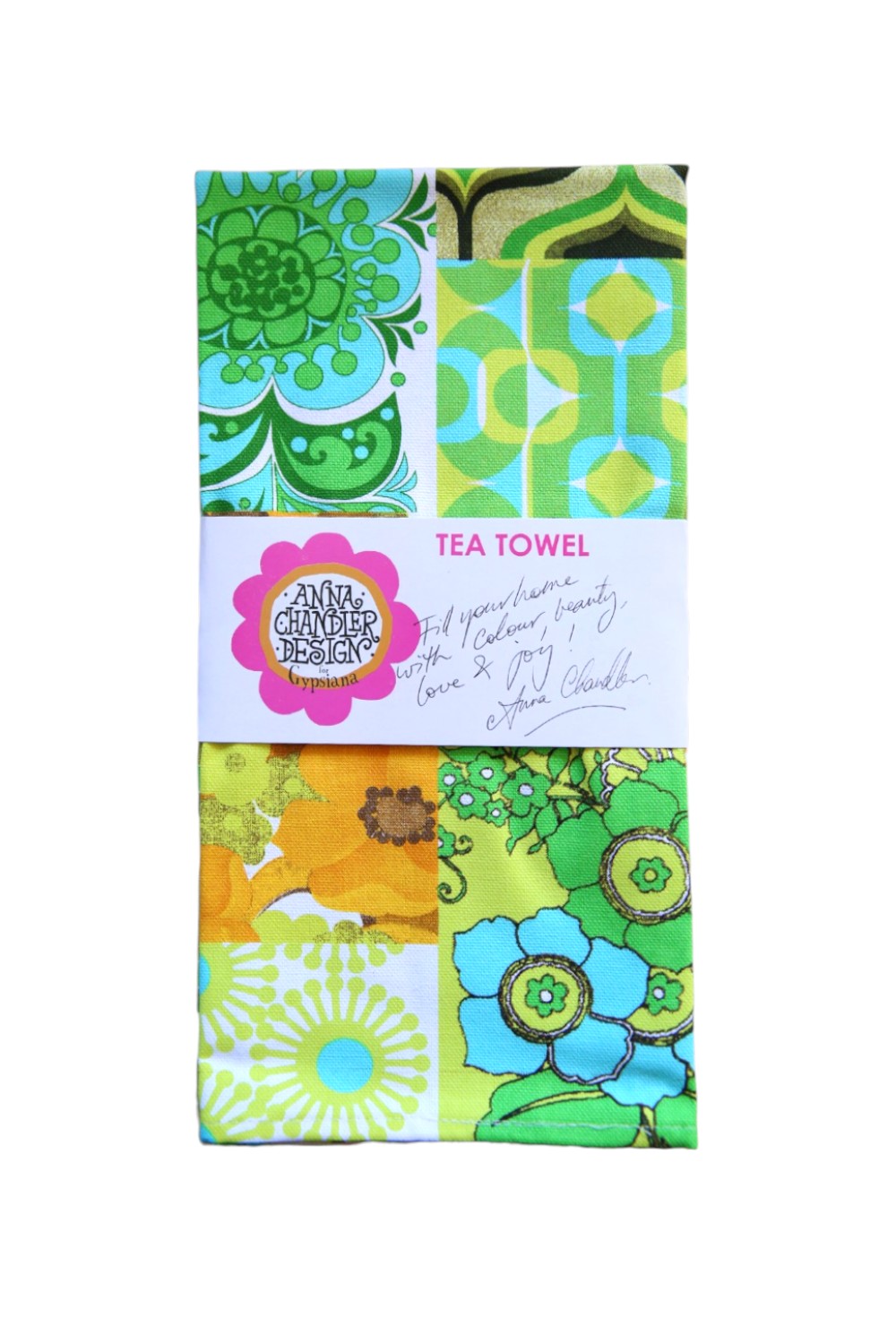 ANNA CHANDLER TEA TOWEL SEVENTIES TEA TOWEL GREEN