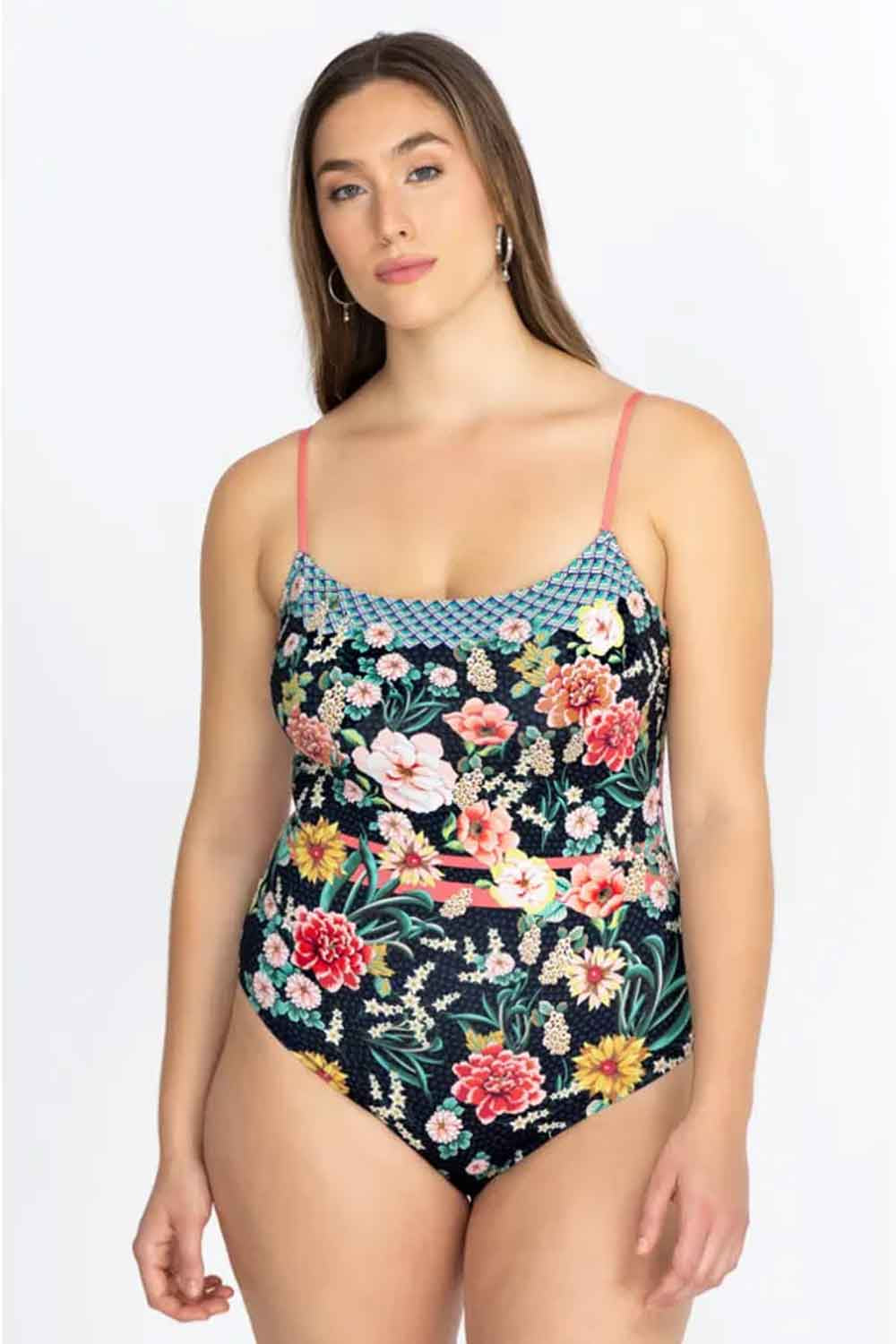 JOHNNY WAS SPAGHETTI STRAP ONE PIECE SWIMSUIT