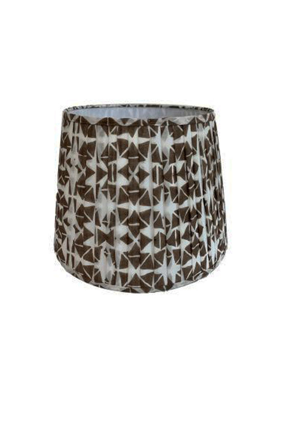 RUBY STAR TRADERS PLEATED TAPERED LAMPSHADE MODERN GEOMETRIC BROWN LINEN