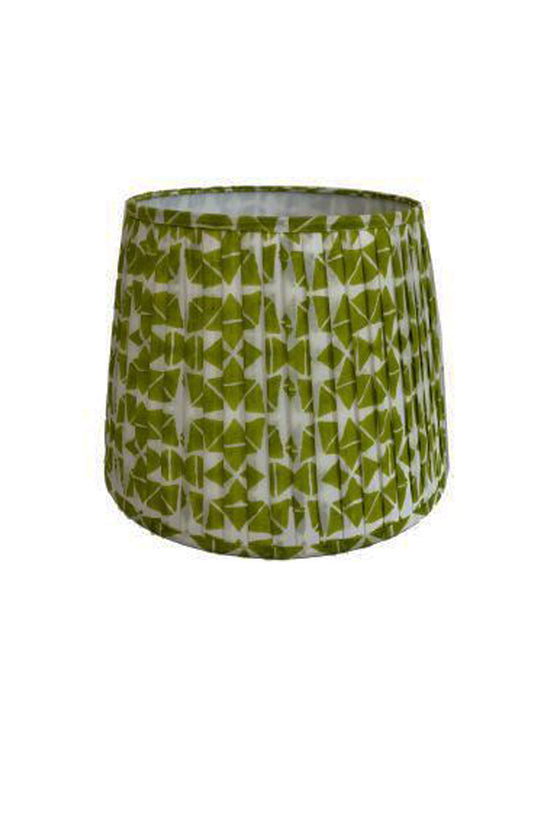 RUBY STAR TRADERS PLEATED TAPERED LAMPSHADE MODERN GEOMETRIC LIME LINEN