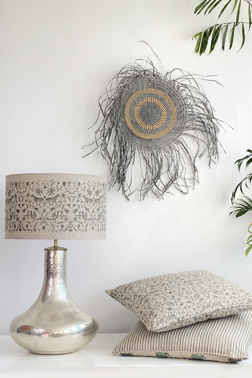 FOREST ANIMALS LINEN CUSHION GREY