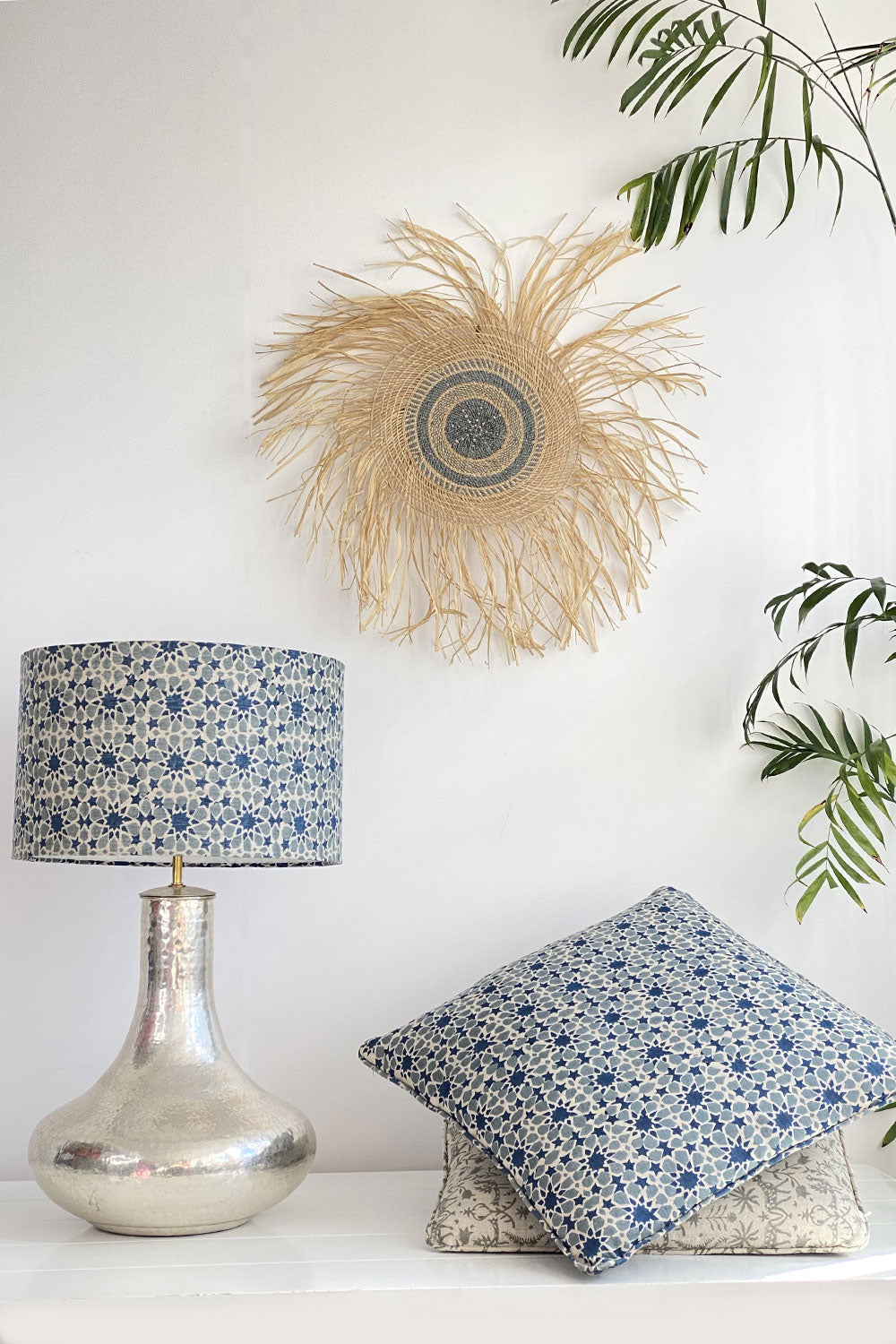 ATLAS LINEN CUSHION BLUE/GREY