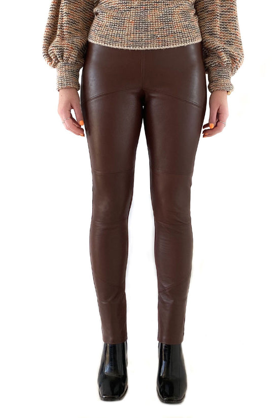SABATINI LEATHER FRONT PANELLED PANT OXBLOOD