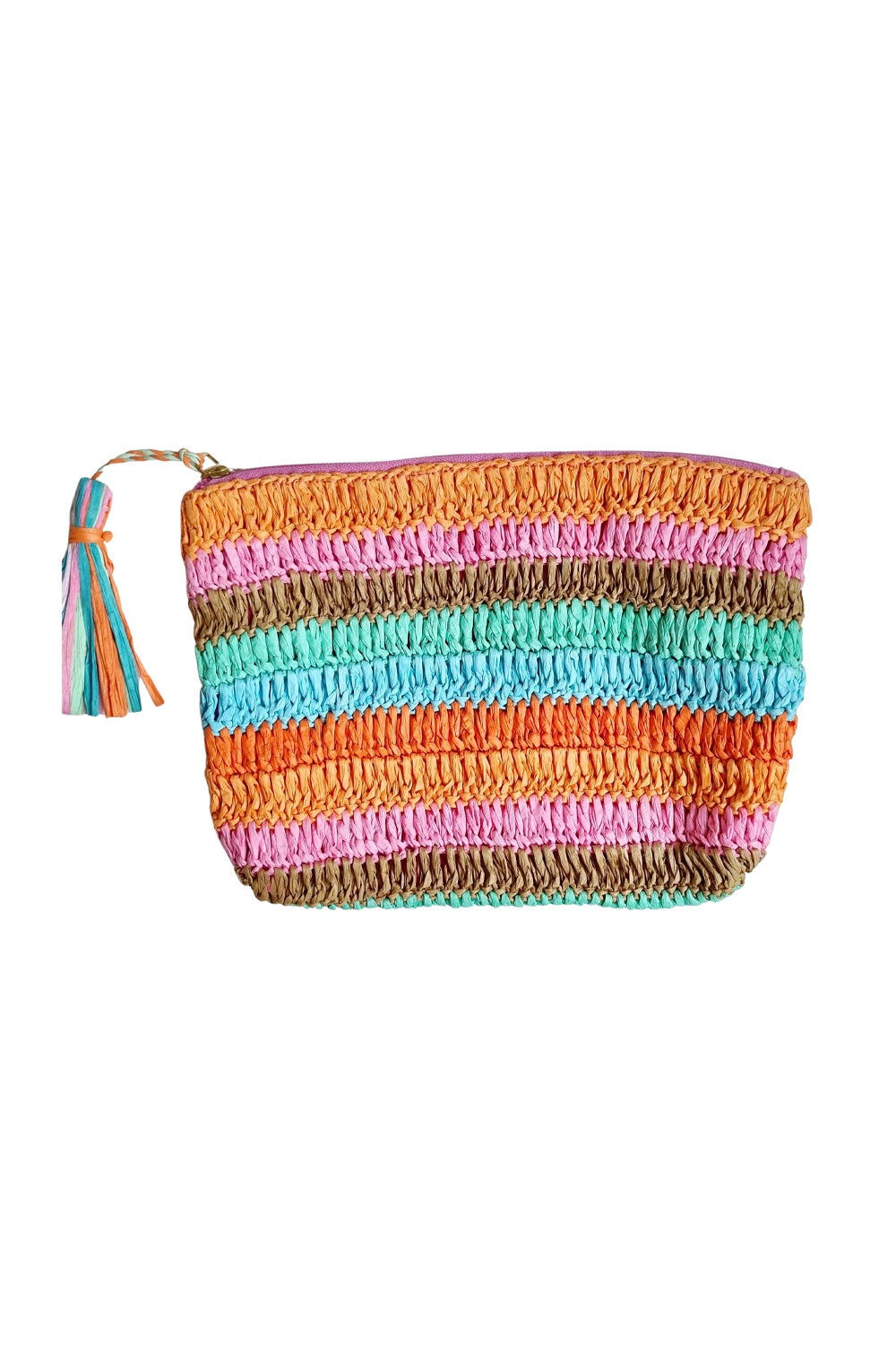 STRIPED RAFFIA CLUTCH