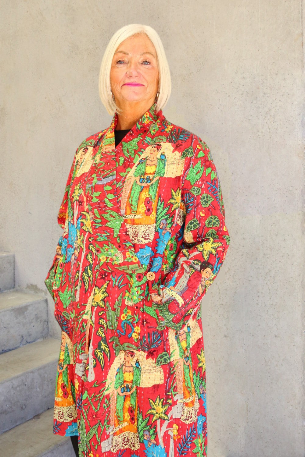 Frida Kantha Coat Red