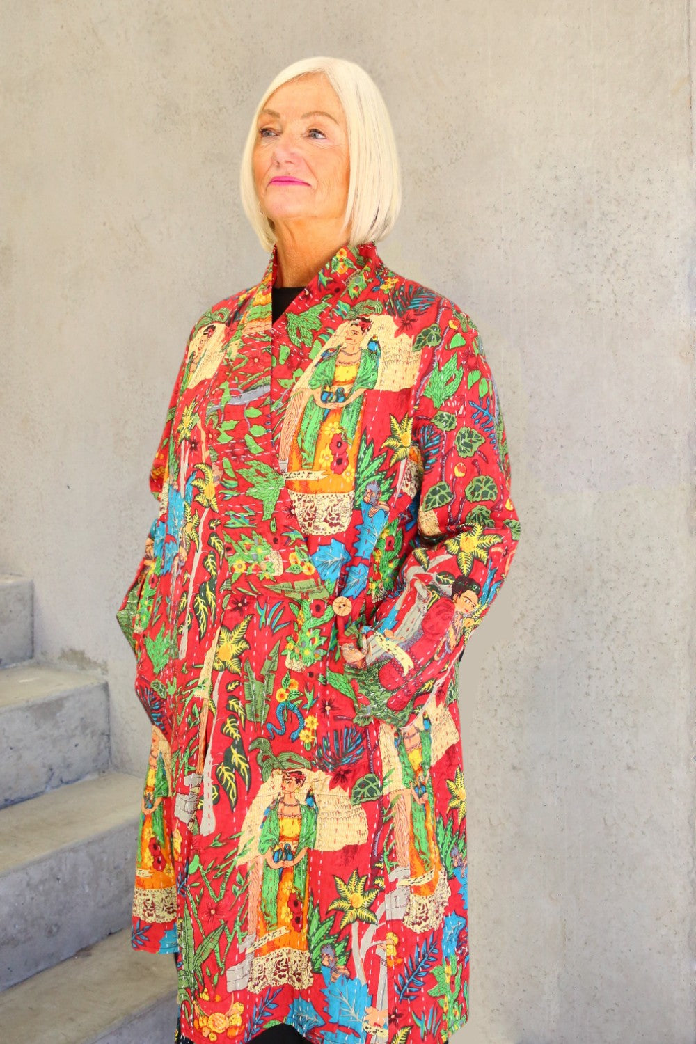 Frida Kantha Coat Red