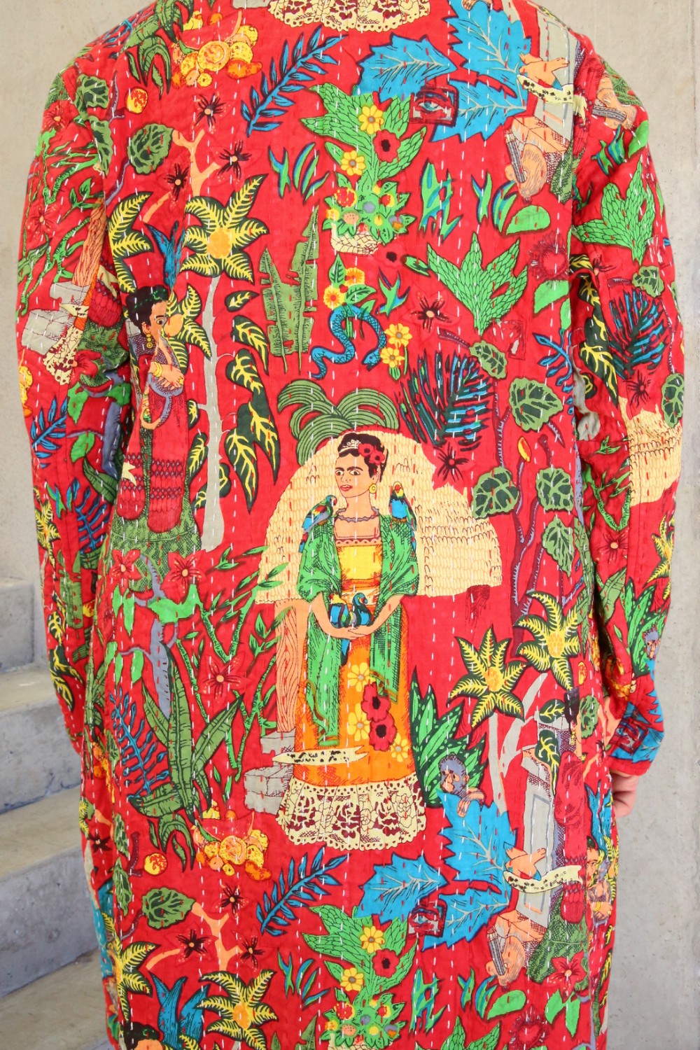 Frida Kantha Coat Red