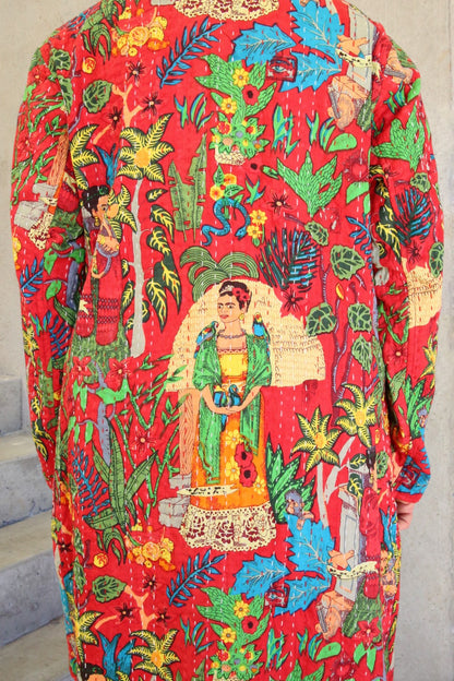 Frida Kantha Coat Red