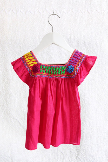 LAS NIÑAS KIDS MEXICAN EMBROIDERED PINK DRESS