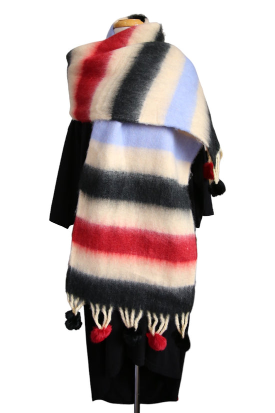 ISADORA SCARF RED BLACK AND BLUE