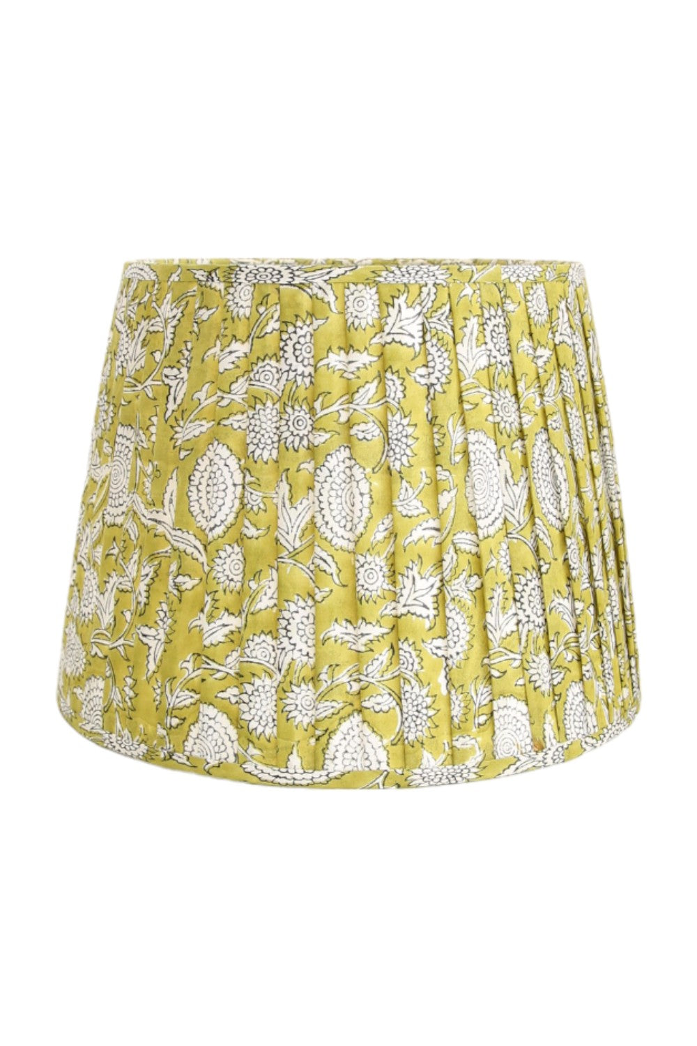 RUBY STAR TRADERS PLEATED TAPERED BLOCK PRINT LAMPSHADE PALE GREEN