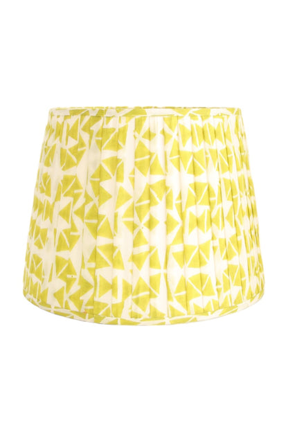 RUBY STAR TRADERS PLEATED TAPERED LAMPSHADE MODERN GEOMETRIC LIME LINEN