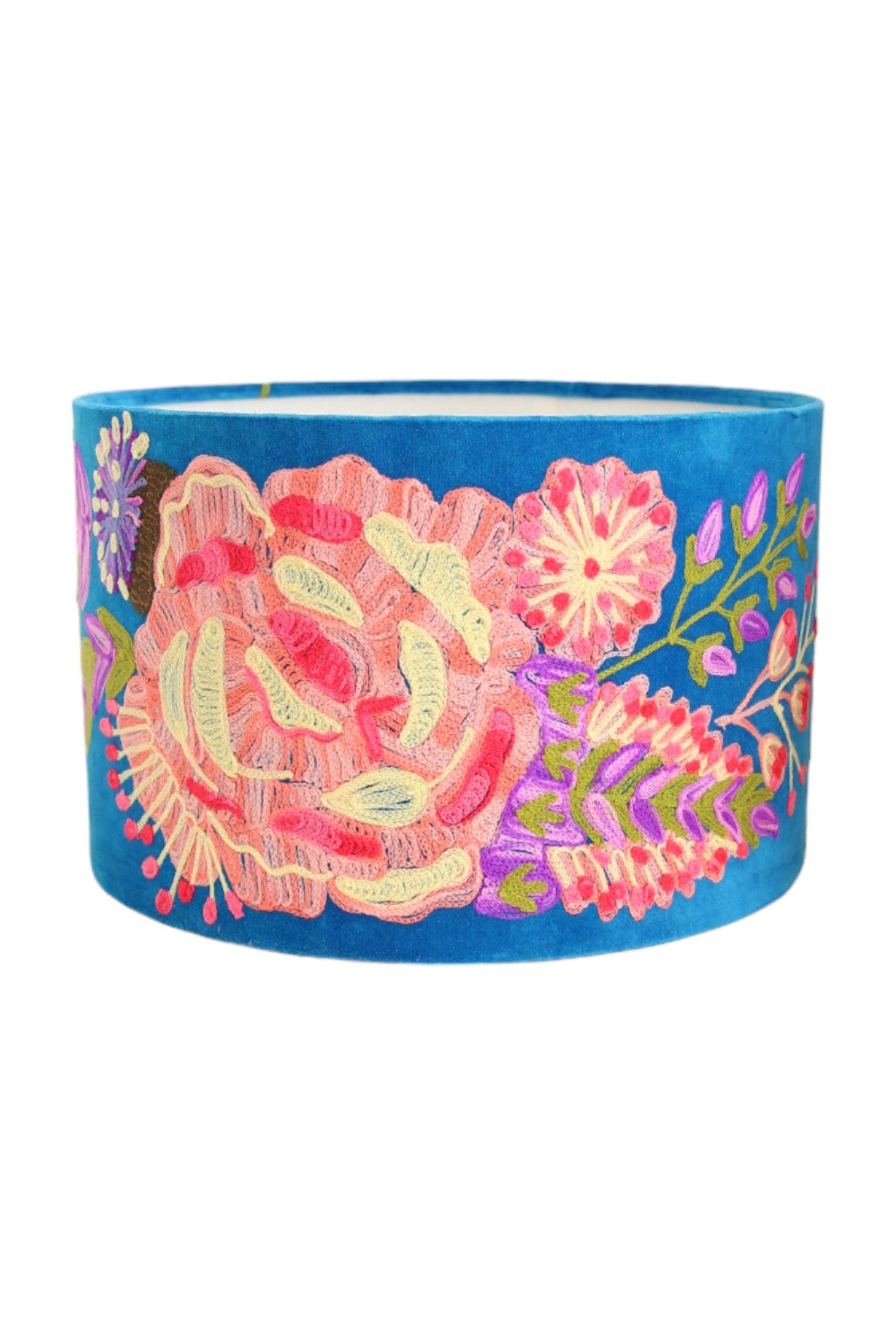 RUBY STAR TRADERS BLOOM FLORAL LAMPSHADE BLUE VELVET