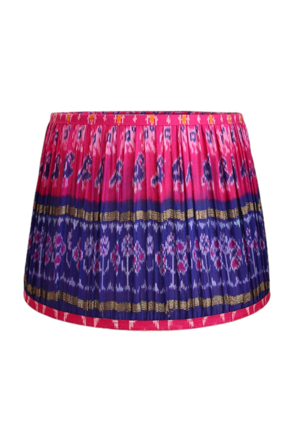 RUBY STAR TRADERS PLEATED TAPERED LAMPSHADE VINTAGE SILK SARI PINK/PURPLE MULTI