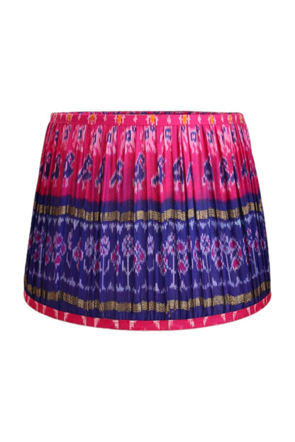 RUBY STAR TRADERS PLEATED TAPERED LAMPSHADE VINTAGE SILK SARI PINK/PURPLE MULTI