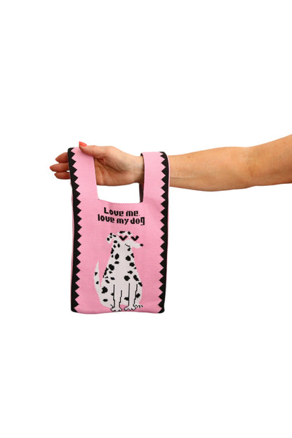 LE SAC BAG LOVE ME LOVE MY DOG PINK