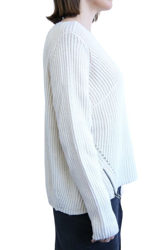 SABATINI CREAM FRENCH KNIT JUMPER WITH ZIPPER DETAIL