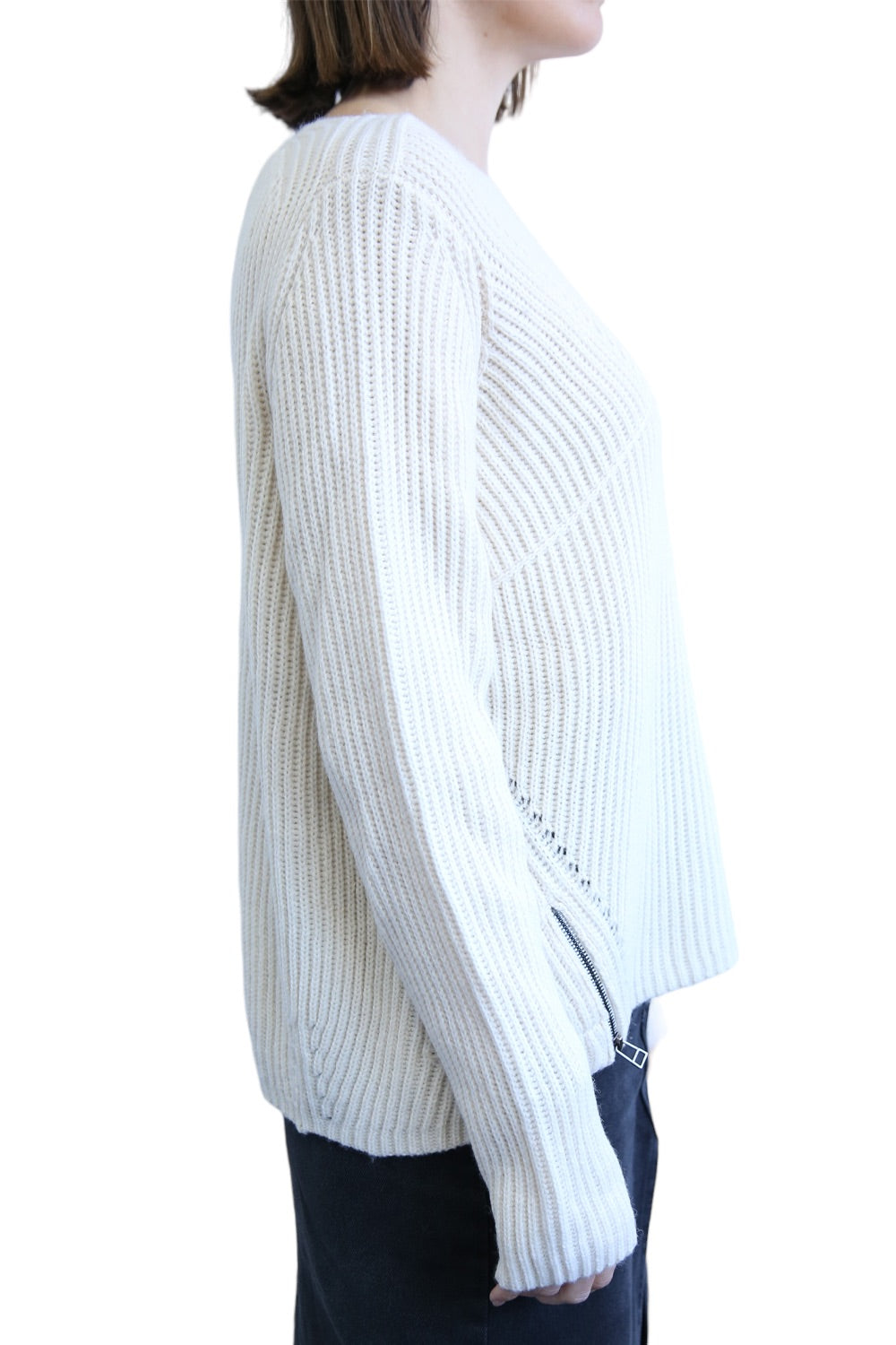 SABATINI CREAM FRENCH KNIT JUMPER WITH ZIPPER DETAIL