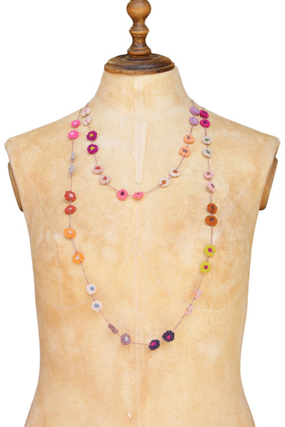 Sophie Digard Crocheted Necklace Multi Flowers
