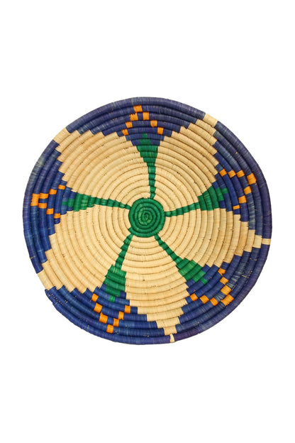 AFRI BEADS WOVEN BOWL 40CM NATURAL/ORANGE/BLUE