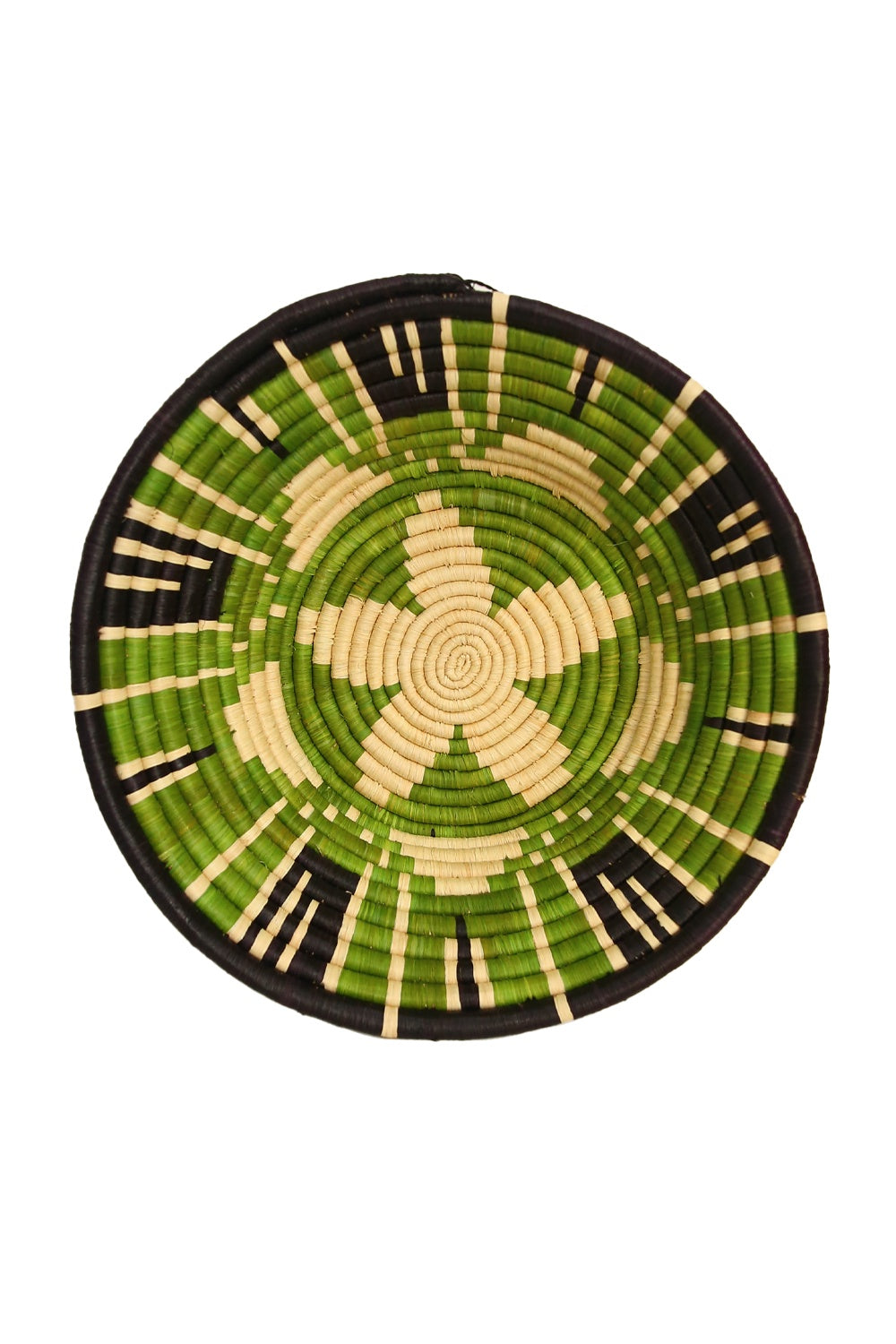 AFRI BEADS WOVEN BOWL 40CM GREEN/NATURAL