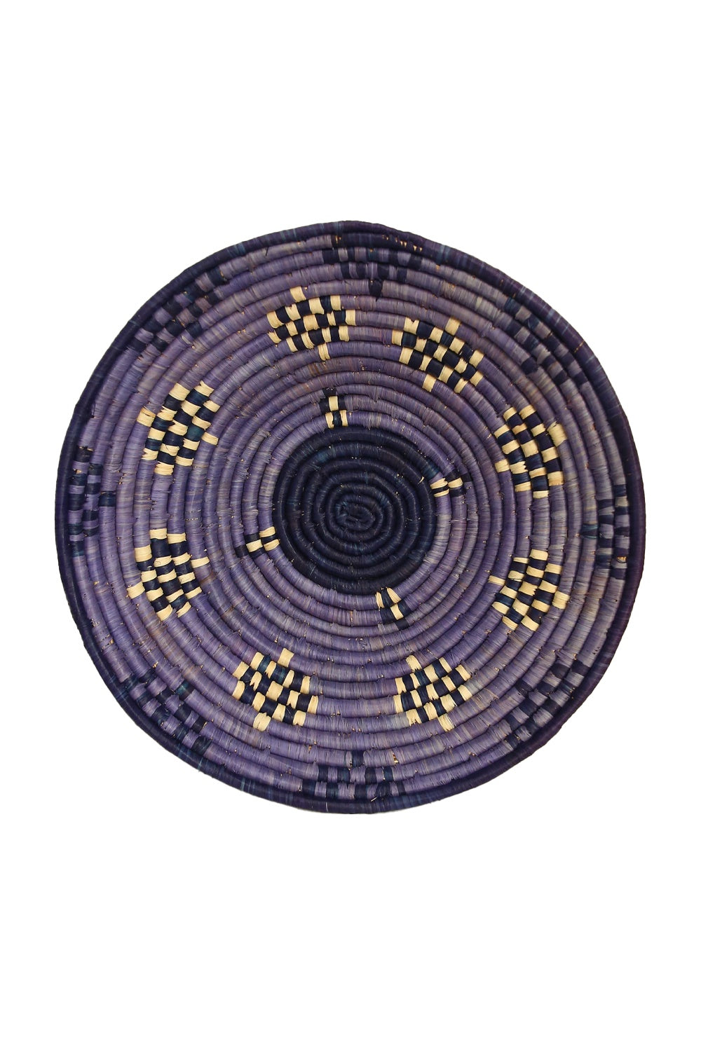 AFRI BEADS WOVEN BOWL 40CM BLUE/NATURAL