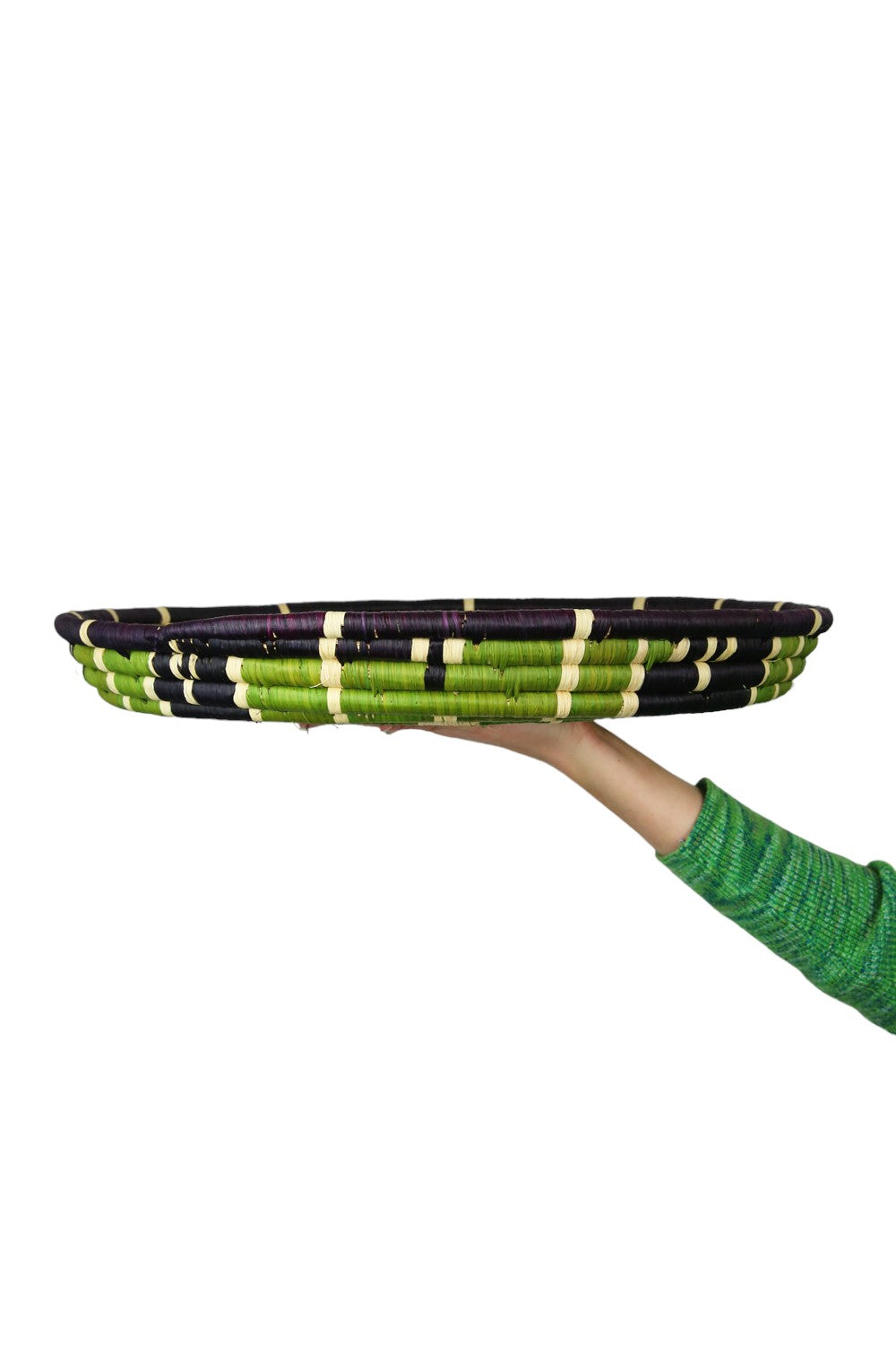 AFRI BEADS PLATTER ROUND 45CM GREEN/NATURAL