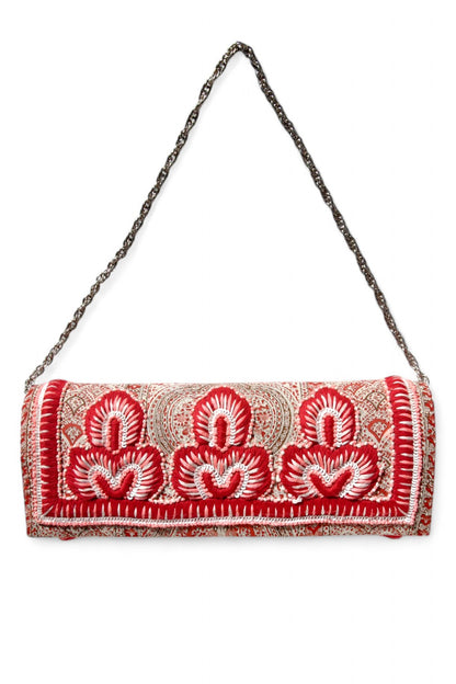 Akbar Delights Handcrafted Beaded Clutch Bag Red