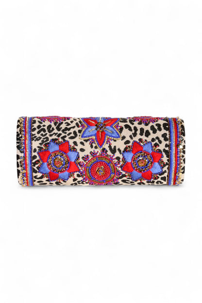 Akbar Delights Handcrafted Beaded Clutch Bag Red Blue
