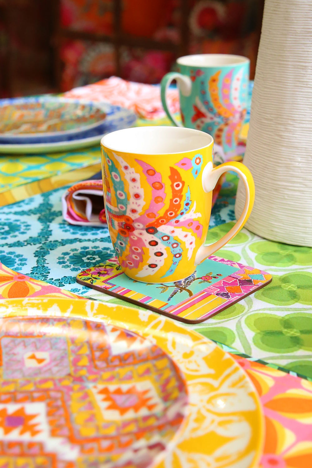 ANNA CHANDLER DINNER PLATE SET SAFFRON YELLOW