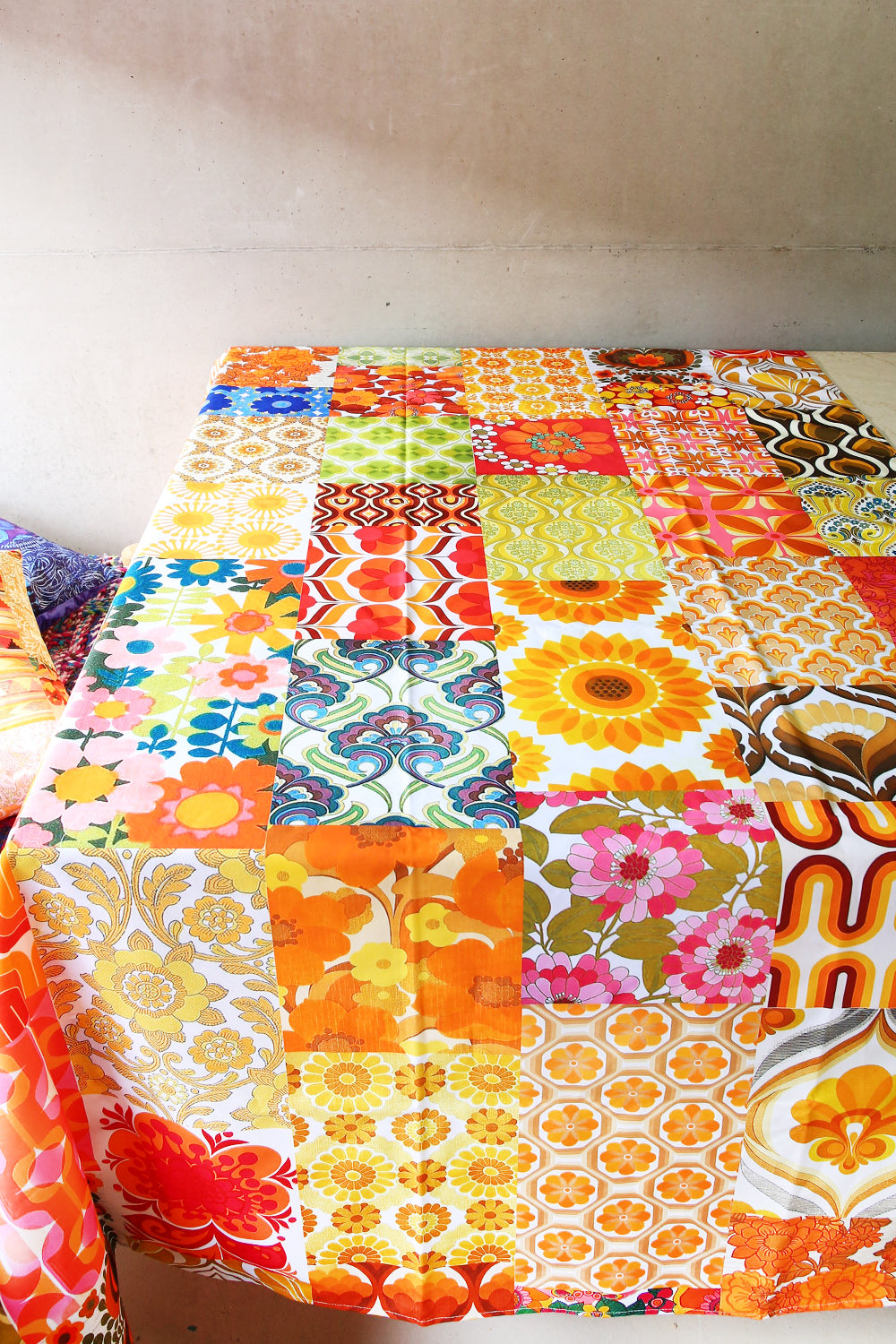 ANNA CHANDLER CANVAS TABLECLOTH SEVENTIES ORANGE