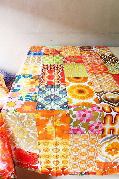 ANNA CHANDLER CANVAS TABLECLOTH SEVENTIES ORANGE