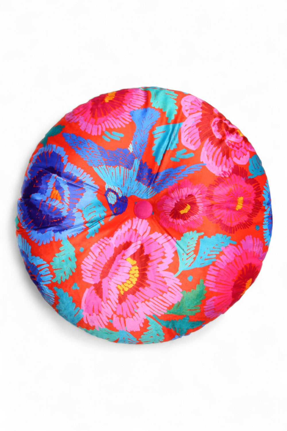 Anna Chandler Velvet Round Cushion Birds and Roses