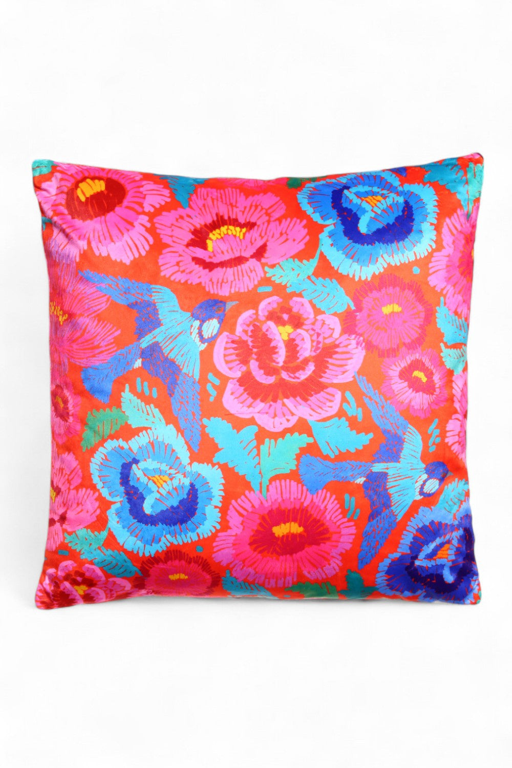 Anna Chandler Velvet Square Cushion Birds and Roses