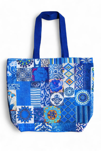 ANNA CHANDLER DOUBLE SIDED CANVAS BAG BLUE NOMAD