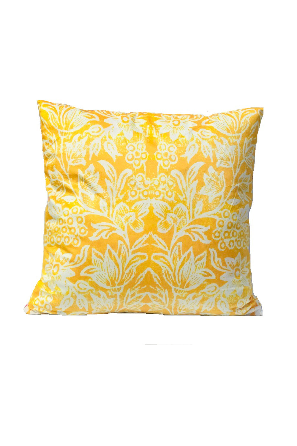 ANNA CHANDLER VELVET SQUARE CUSHION SAFFRON BIRDS