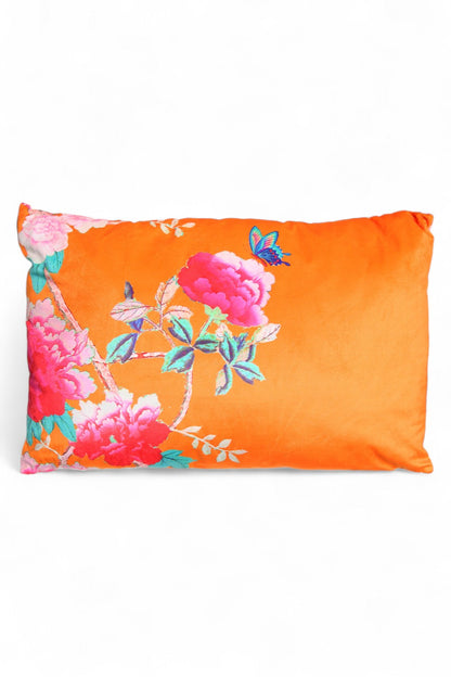 ANNA CHANDLER VELVET RECTANGLE CUSHION ORANGE BIRD 4