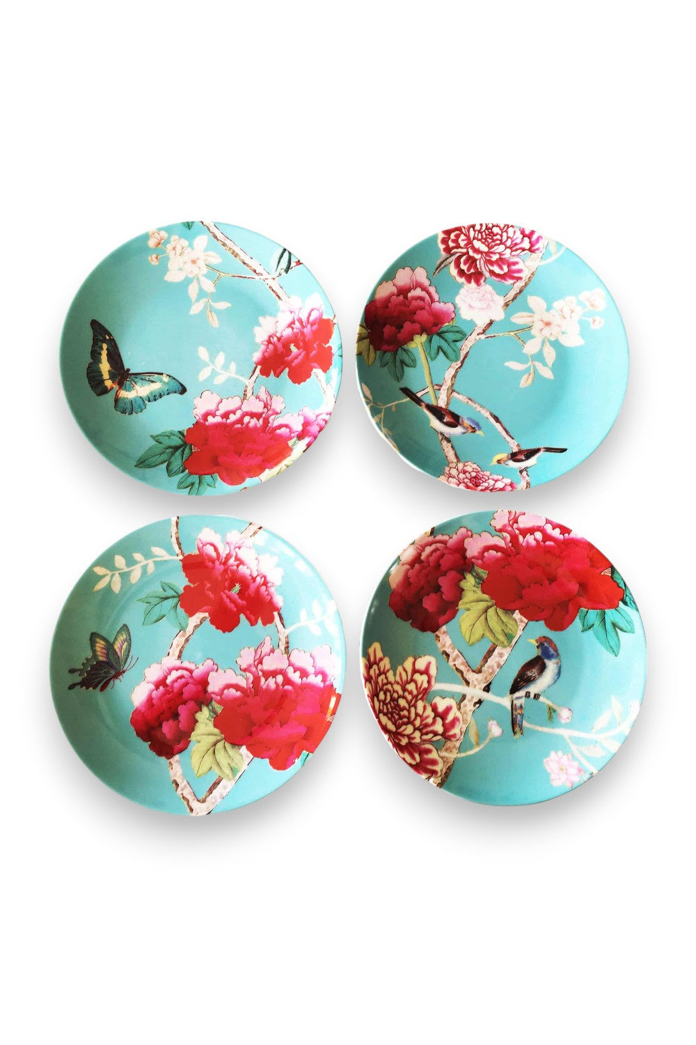 ANNA CHANDLER DESSERT PLATE SET CHINOISERIE AQUA