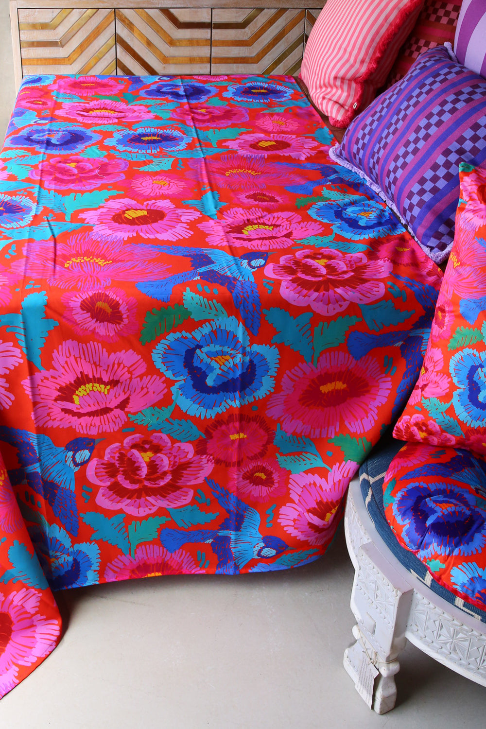 Anna Chandler Canvas Tablecloth Birds and Roses