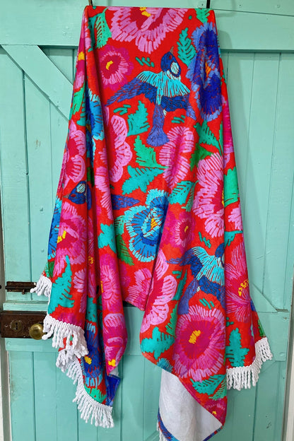 Anna Chandler Beach Towel Birds and Roses