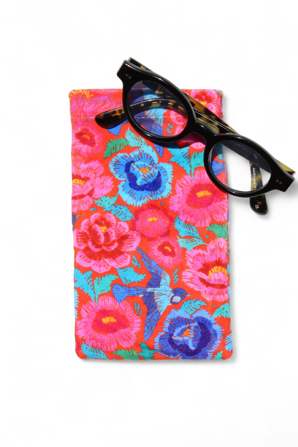 Anna Chandler Velvet Glasses Case Birds and Roses
