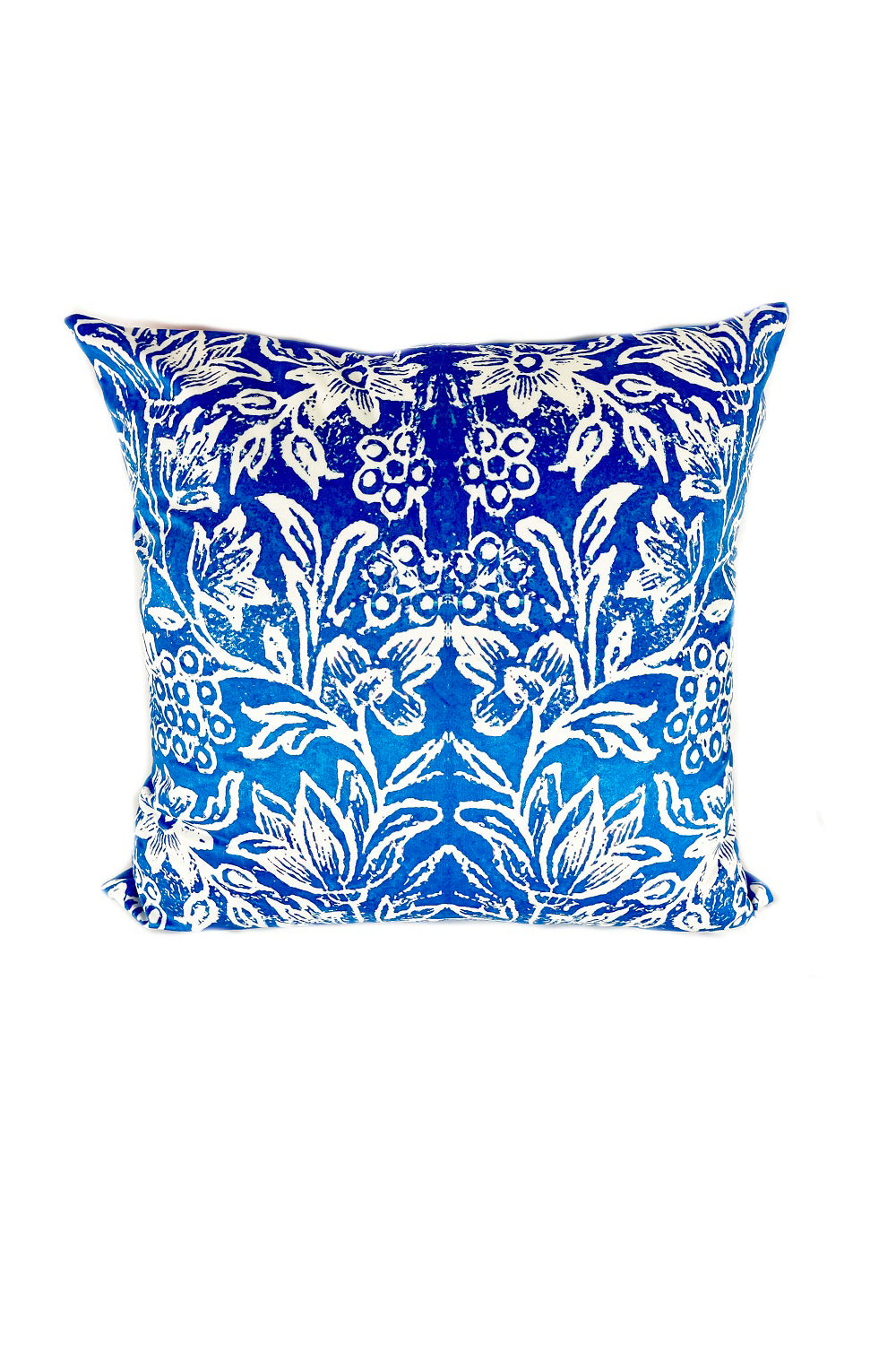 ANNA CHANDLER VELVET SQUARE CUSHION CORNFLOWER BLUE BIRD