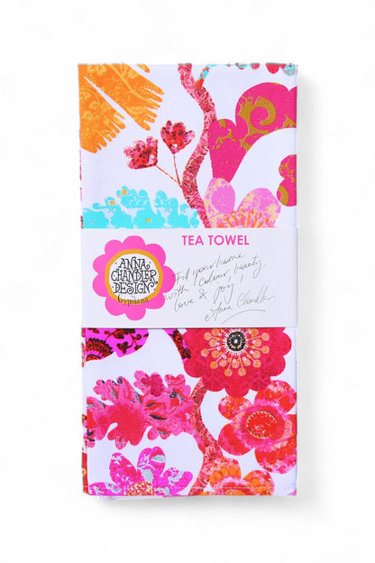 ANNA CHANDLER TEA TOWEL FLORABELLE WHITE