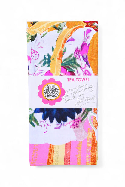 Anna Chandler Tea Towel Wildflower Tile Yellow