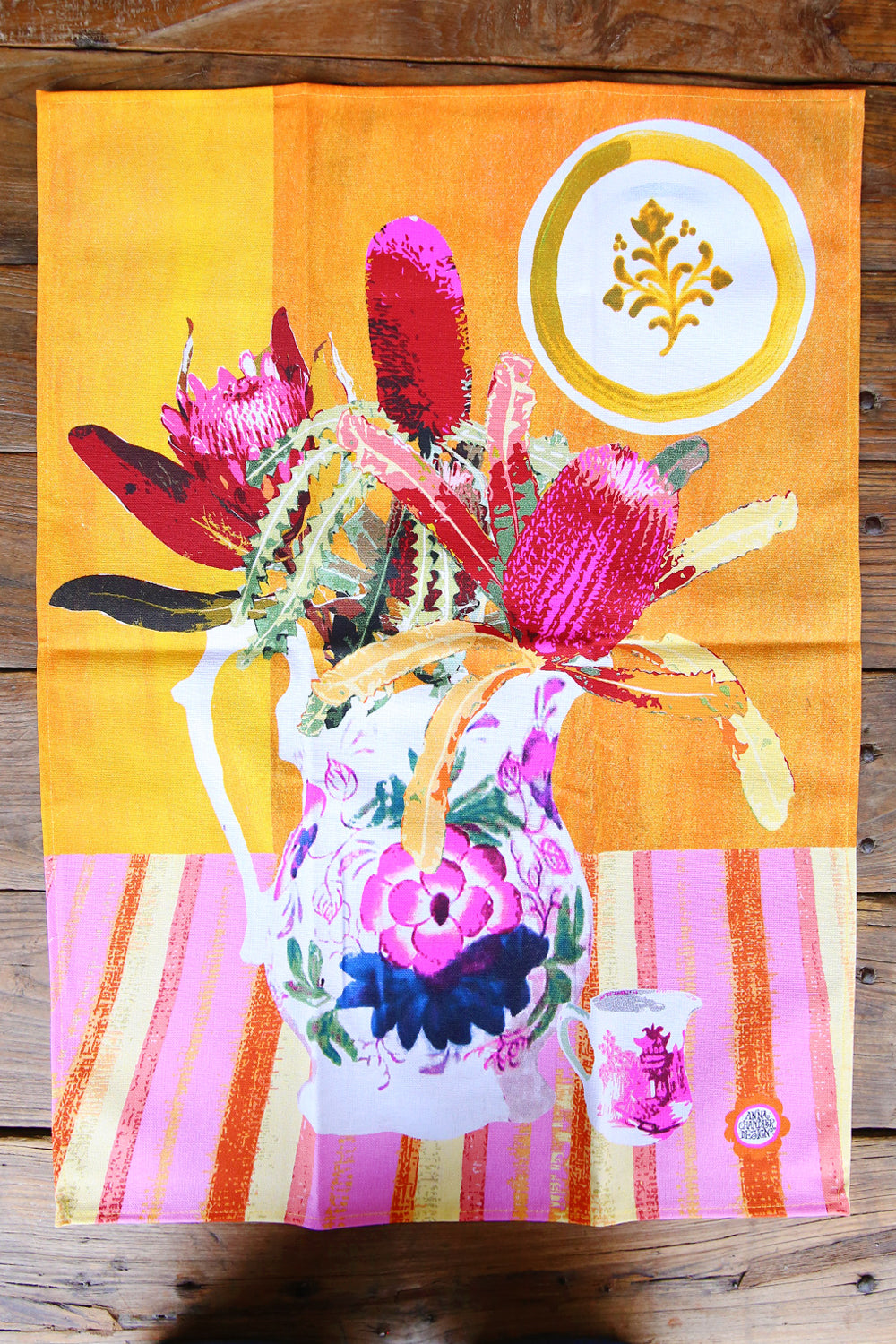 Anna Chandler Tea Towel Wildflower Tile Yellow