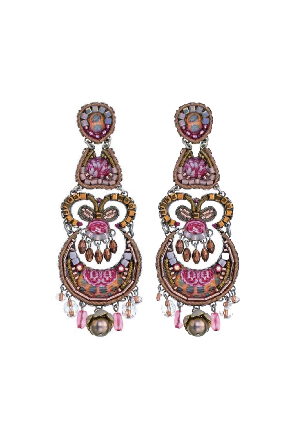 Ayala Bar Large Pink &amp; Bronze Multi Drop Earrings
