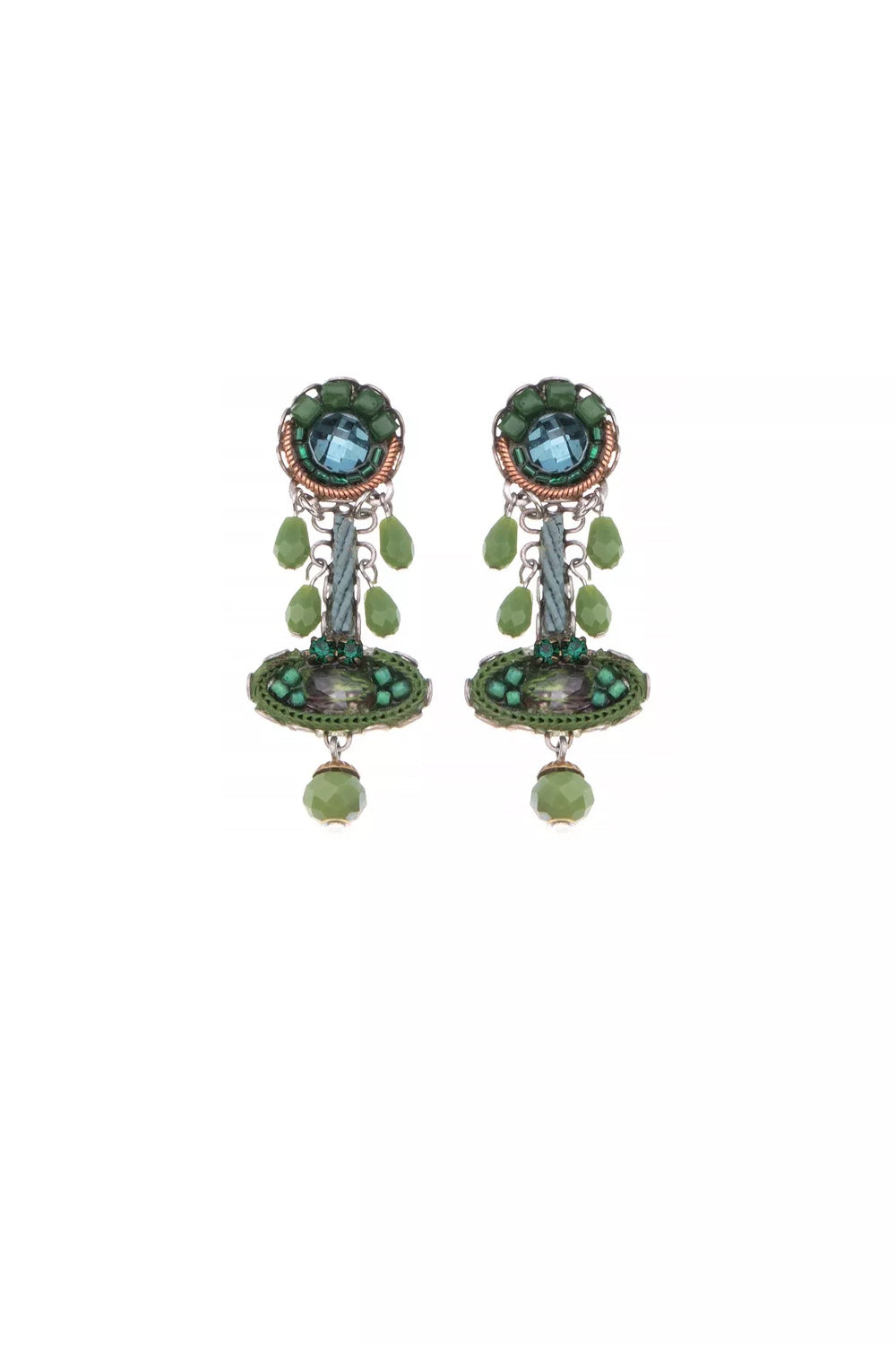 AYALA BAR GREEN AND BLUE PENDANT EARRINGS