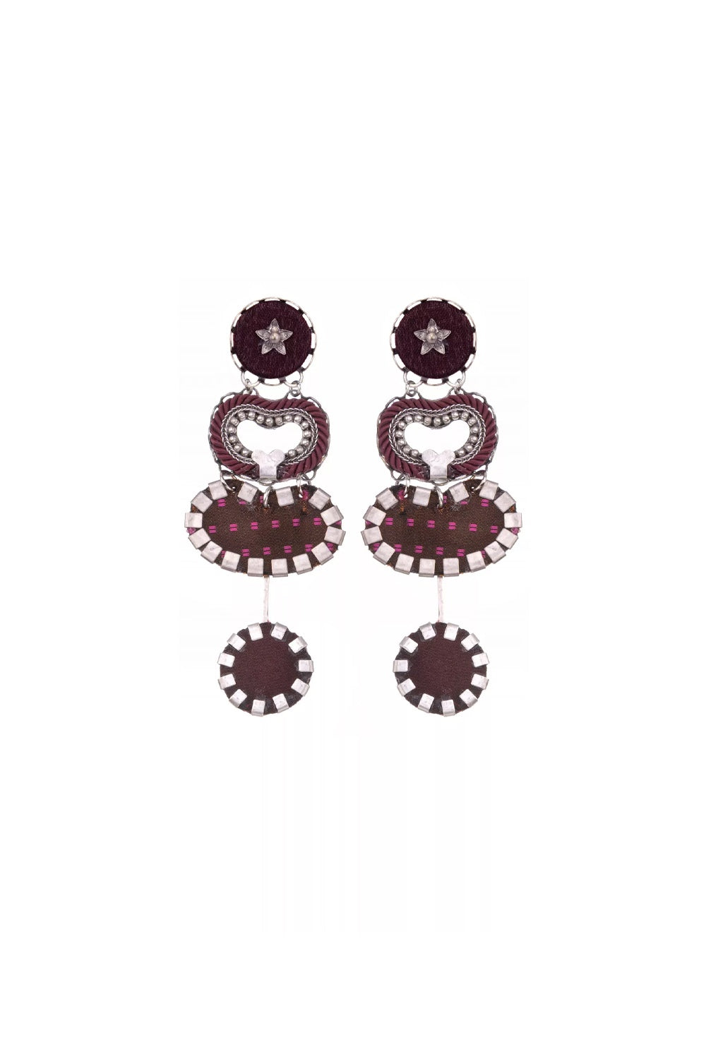 AYALA BAR MAROON/PINK DROP EARRINGS