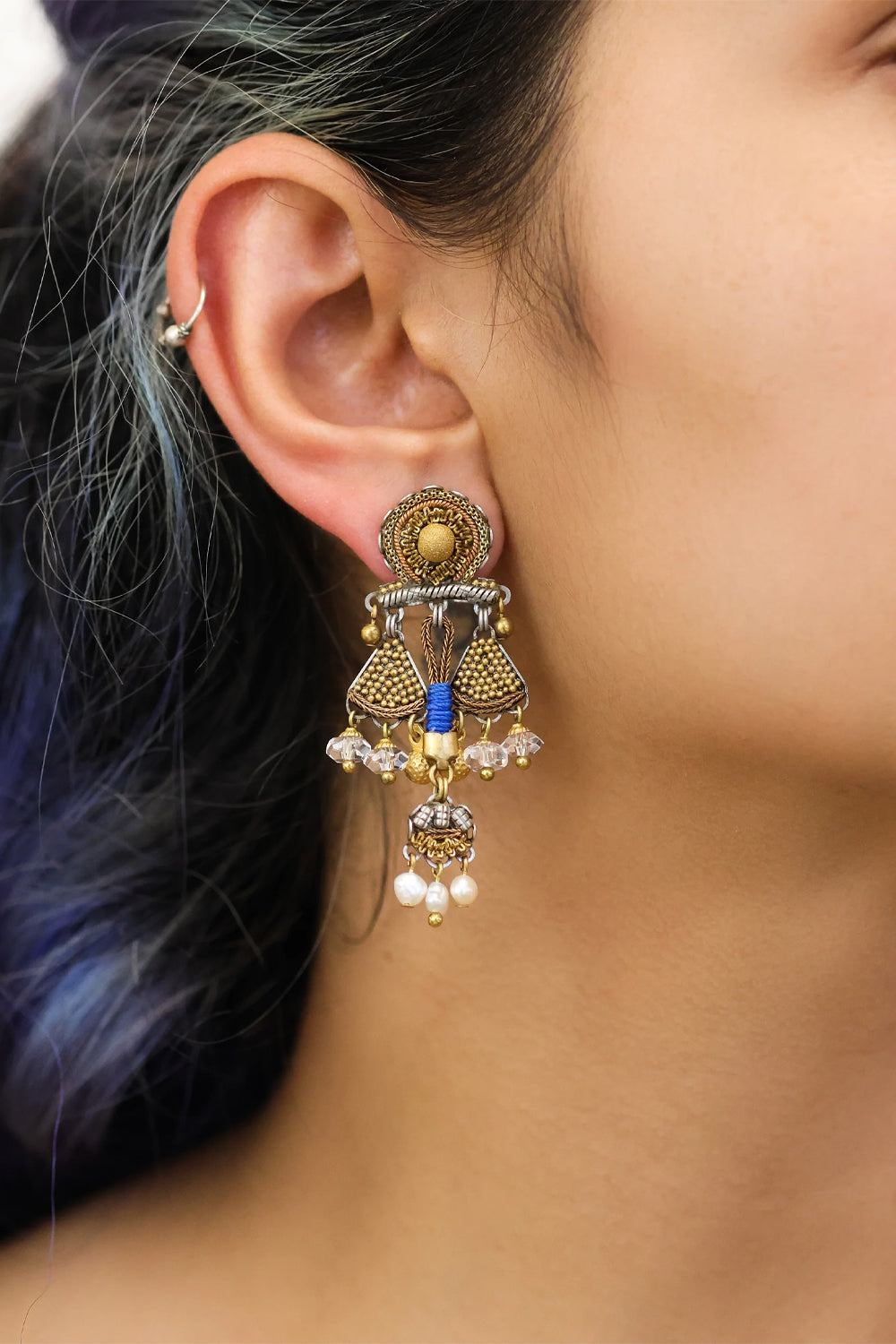 AYALA BAR CHANDELIER EARRINGS GOLD TOTEM SET ELARA